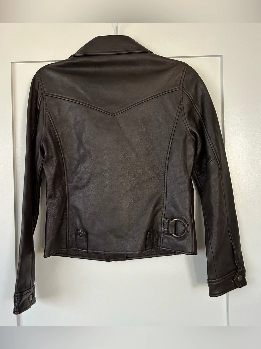 Frye Leather Moto Jacket Brown Size Small
